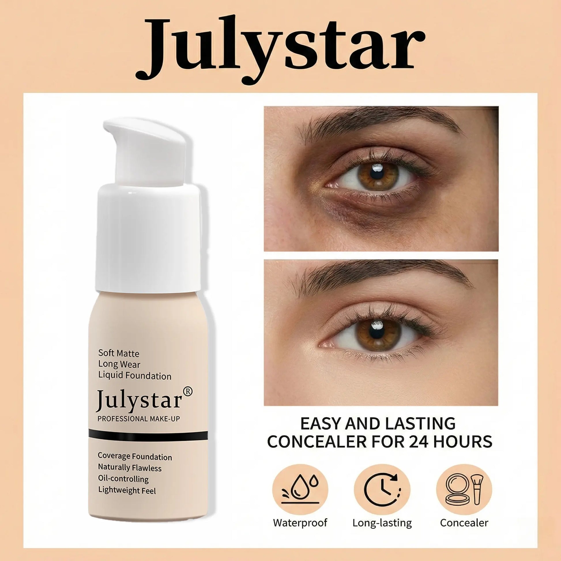 Eye Concealer - 24-Hour Long-Lasting, High-Coverage Matte Finish, Korean Pressed Powder Foundation, for a Flawless Complexion.