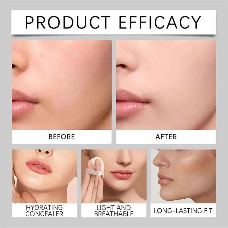 Eye Concealer - 24-Hour Long-Lasting, High-Coverage Matte Finish, Korean Pressed Powder Foundation, for a Flawless Complexion.